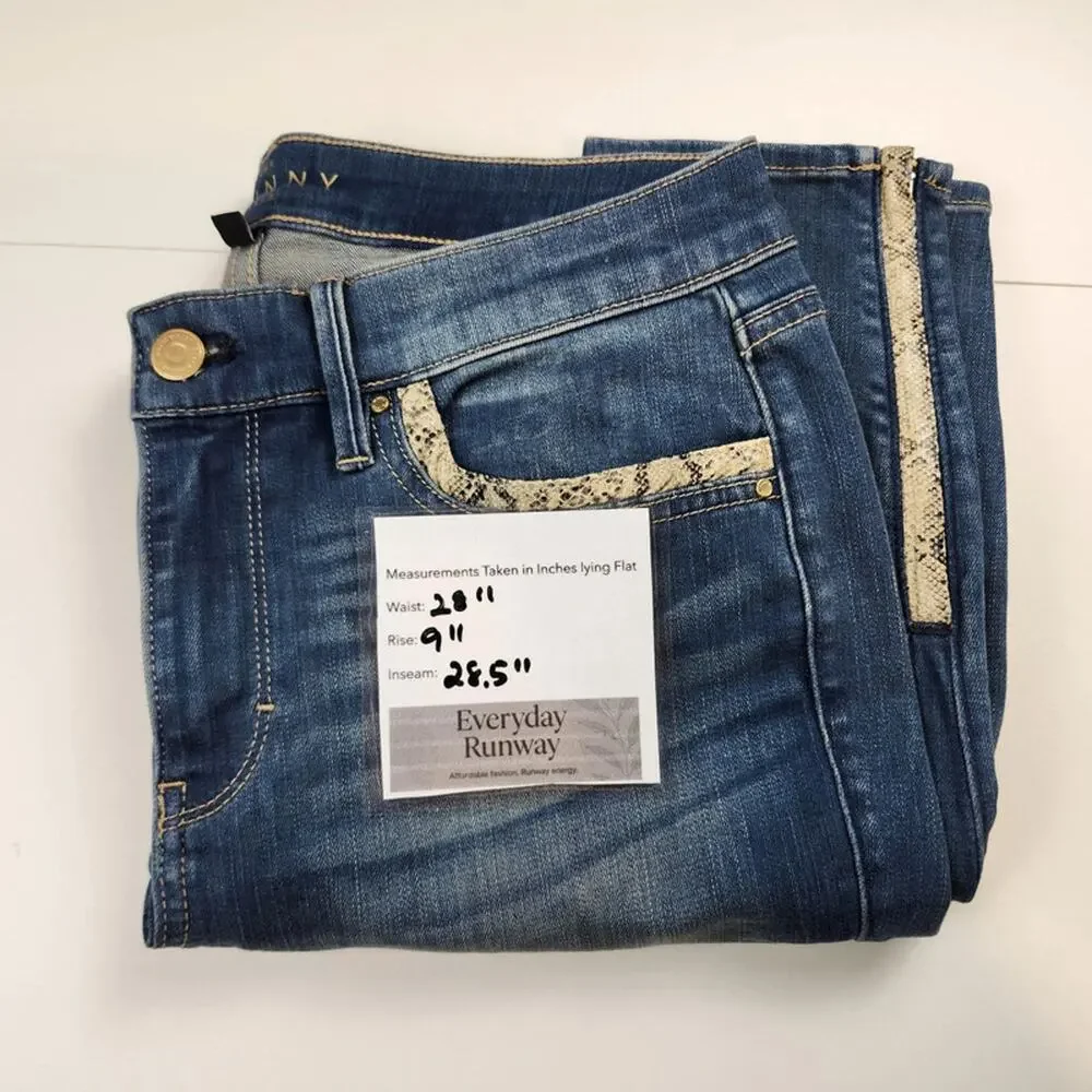 WHBM The Skinny Jeans Sz 6 or 28x28.5 Snakeskin Trim Ankle